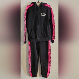 Beautiful Disaster Black and Pink Hoodie Set M